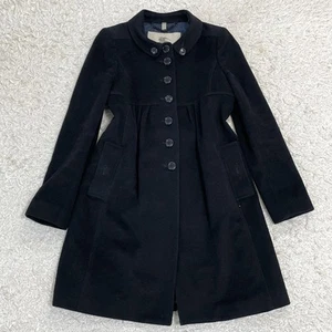 Burberry London Pea Coat Black Wool With Buttons Size M For Women - Picture 1 of 24