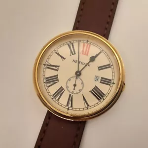 Newgate "The Ship" Brass Case 48mm Watch, Brown Leather Strap - New Battery - Picture 1 of 10