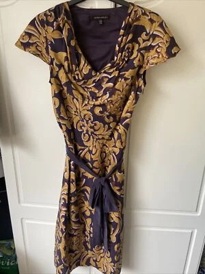 Laura Ashley Silk Purple And Gold Dress Size 12 - Image 1 of 4