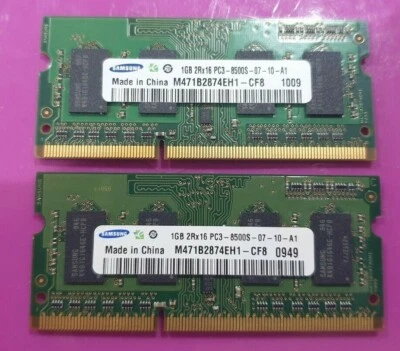 SAMSUNG 2x 1gb= 2GB RAM MEMORY DDR3 - 2Rx16 PC3-8500S  M471B2874EH1-CF8 dell hp - Image 1 of 3