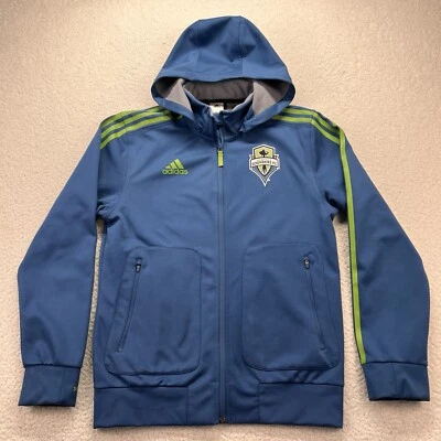 Seattle Sounders FC Adidas Sudadera con Capucha Para Hombre Pequeña Azul Cremallera Completa Con Capucha Foto 1 de 4