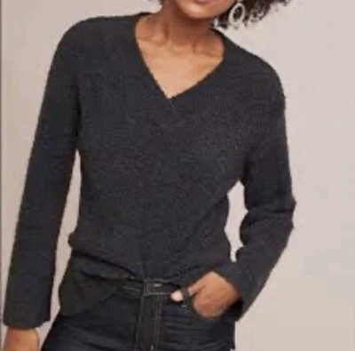 Suéter feminino Anthropologie lã merino alpaca gola V tamanho XS marrom chocolate - Imagem 1 de 4