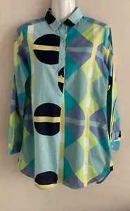 BOO GEMES Top Tunic Shirt Size M Tunic MULTICOLOR 100% COTTON - Picture 1 of 7