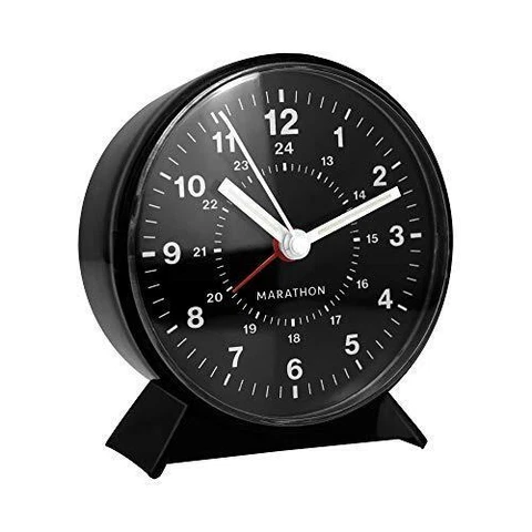 Marathon CL034001BK Mechanical Wind-Up Alarm Clock - Black Cover