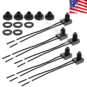 5pcs New 12V 4" Leads Motocycle/Car light Push-Button On-Off Switch Waterproof - Picture 1 of 12