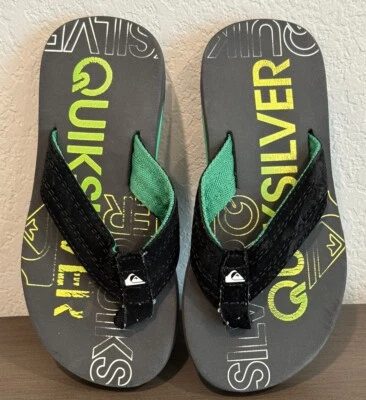Sandalias chanclas Quicksilver para niños jóvenes talla 3 negras verdes Foto 1 de 4