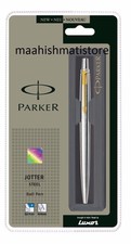Parker Jotter Stainless Steel GT Ball point Pen Gold Trim New Blue Ink