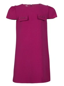 $355 New GUCCI Kids Girls Dress Horsebit LOGO Pink Cap Sleeve WOOL Fuchsia 10 - Picture 1 of 11