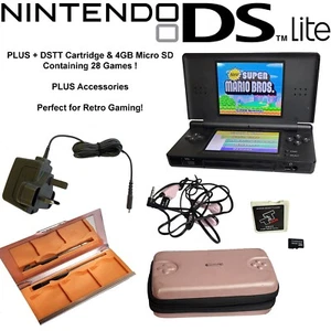 Nintendo DS Lite + Cartucho DSTT y Micro SD de 4 GB Incluye 28 Juegos y Accesorios - Imagen 1 de 11