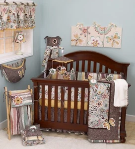 Dot Floral Penny Lane Crib Bedding Set Hamper Diaper Stacker Toybag - Picture 1 of 7