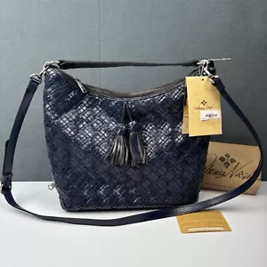 Borsa a tracolla Patricia Nash Maissana in pelle intrecciata Hobo Oceano blu navy $349 - Foto 1 di 7