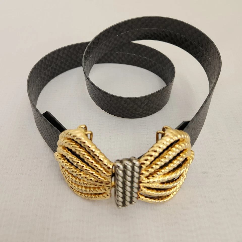 Женский ремень серый искусственная змеиная кожа съемный ремень золото серебро корона крюк пряжка - Изображение 1 из 4