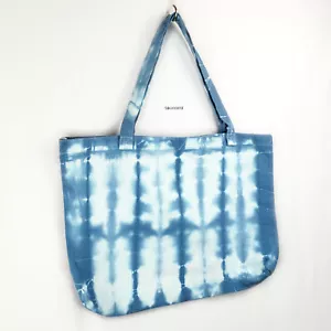 Weiche Canvas Batik blau + weiß Shopper Beuteltasche Schulter Strand Tragetasche Neu mit Etikett - Bild 1 von 6