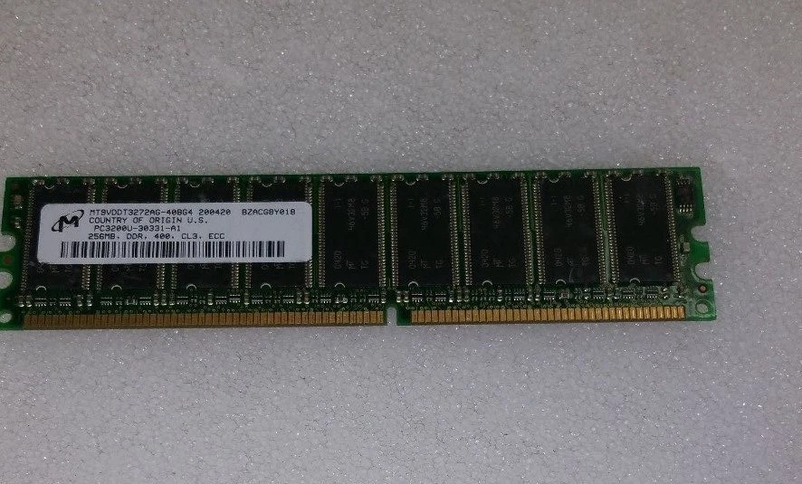   256MB DDR DDR1 PC3200E  400MHZ 184PIN   ECC UDIMM SINGLE RANK 32X8  - Image 1 of 1