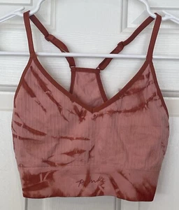 Victorias Secret PINK Sports Bra Lightly Lined Racerback Burnt Orange Tie Dye S - Picture 1 of 3