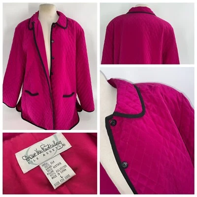 Chaqueta acolchada con botones Diane Von Furstenberg L para mujer rosa negra seda YGI B4-4 Foto 1 de 4