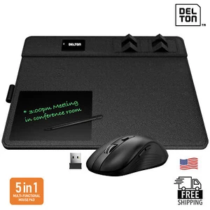Alfombrilla de ratón de carga inalámbrica Delton D101 y mouse inalámbrico S8 de 2,4 GHz - negra - Imagen 1 de 9