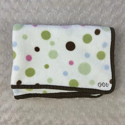 Cocalo 波尔卡圆点婴儿毯棕色白色粉红色绿色蓝色斑点圆圈 Lovey — 第 1/4 张图片