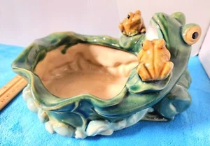Großer Frosch und Babys Porzellan Schale handbemalt Sammelbehälter kostenloser Versand - Bild 1 von 11