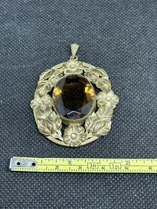 1920s Locket Pendant Glass Piece Citrin Coloured Glass Curios Item 8v - Picture 1 of 2