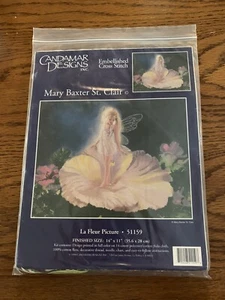 Cross Stitch Kit Candamar Designs Embellished Mary Baxter St. Clair Angel Flower - Picture 1 of 3