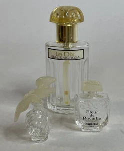 Vintage Trio Perfume Empty Bottles - Le Dix Balenciaga - French Perfumes Lot! - Picture 1 of 12