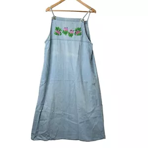 Vestido Mono Denim De Colección The Quacker Factory 14 Bolsillos Midi Bordados Flamencos - Imagen 1 de 11