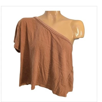 We The Free Distressed One Shoulder Top Rust Brown Casual Boho Festival Medium - Image 1 of 4