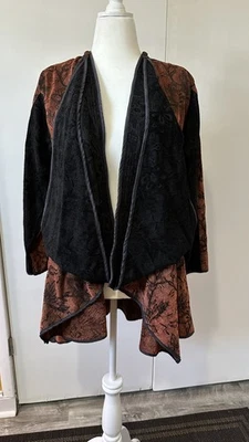 Vintage | Harubella | Floral Velvet Cardigan Jacket | Orange And Black - Image 1 of 4