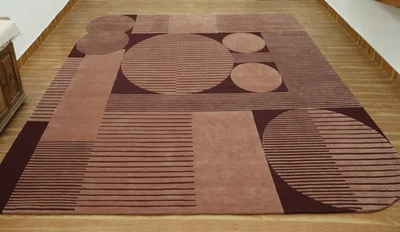 Wool Hand Tufted Carpet Abstract Living Room Rug Area Rug Home Decor Carpet 4x6 - Image 1 of 4