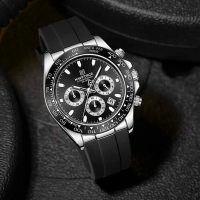 45MM NAVIFORCE Relógio de Mergulhador de Quartzo de Luxo Masculino Silicone Impermeável Luminoso NOVO - Imagem 1 de 4