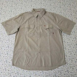Simms Core Button Down Shirt Mens Large Beige Short Sleeve Pearl Snap Breathable - Picture 1 of 19