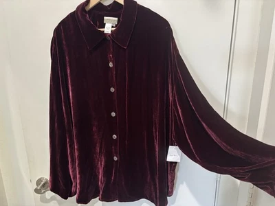 NWT Coldwater Creek Crushed Velvet Silk Blend Top Holiday Layer Feminine - Image 1 of 4
