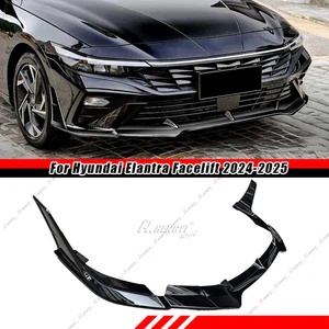 For Hyundai Elantra Facelift 2024-2025 Gloss Black Front Bumper Lip Splitter Kit - Picture 1 of 12