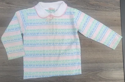 VTG Health-Tex Girls Shirt 3T Long Sleeve Pastels Collared - Image 1 of 4