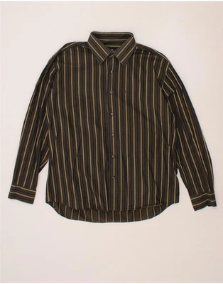 ROCCOBAROCCO Mens Shirt Size 43 17 XL Khaki Pinstripe Cotton BM09 - Image 1 of 3