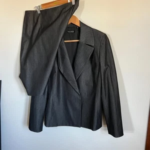 Tahari Wollmischung 2-teilig Rock Anzug Gr. 10 grau Karriere Y2K Profi Vintage Karriere - Bild 1 von 12