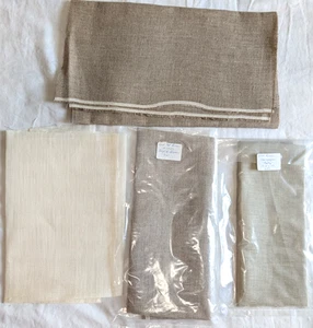 Lot of 4 Pieces Cross Stitch Linen Fabric 28 & 32 Count Natural Ivory Brown - Picture 1 of 10