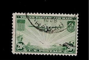 US Scott #C21, Single 1937 Air Mail 20c FVF Used - Picture 1 of 1