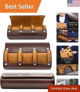 Elegante rollo de reloj de 3 ranuras para viajes - organizador portátil de lujo en espresso - Imagen 1 de 10