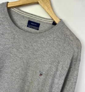 JERSEY GANT LANA DE CORDERO Talla Grande Para Hombre Calce Regular Cuello Redondo Gris Claro - Imagen 1 de 6