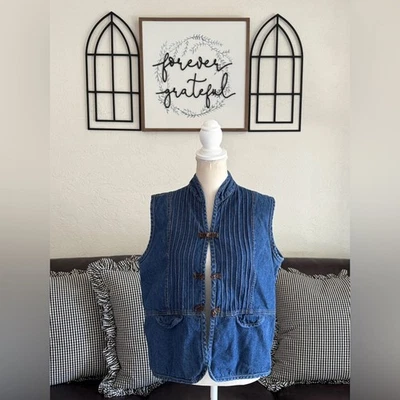 Vintage Y2K Blue Denim Vest Size XL Western Boho Shaver Lake Casuals 100% Cotton - Image 1 of 4