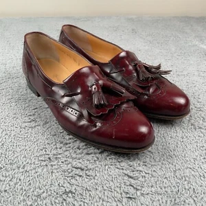 Salvatore Ferragamo Loafers Mens 10.5 D Burgundy Kiltie Tassel Leather Italy - Picture 1 of 11