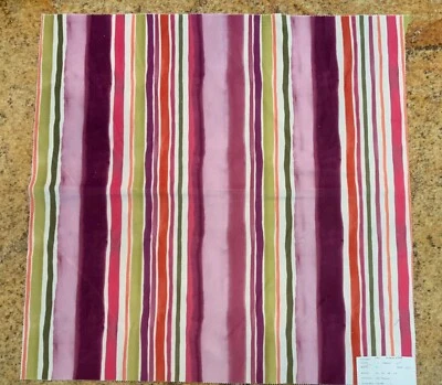 Clarke & Clarke F0832/3 Sunrise Stripe in Passion 27” sample - Image 1 of 4