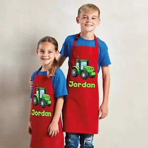 Personalised Any Name Tractor Waterproof Kids Apron Craft Bake Boy Girl Gift - Picture 1 of 12