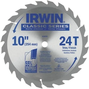 (5)-Irwin Classic Series 10" 24-Tooth Trim/Finish Round Carbide Saw Blade 15070 - Picture 1 of 1