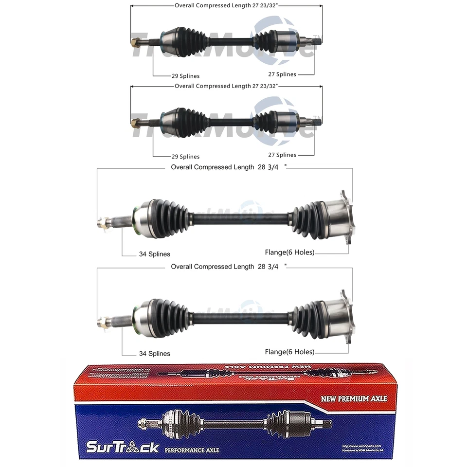 SurTrack Set of Front Rear CV Axle Shafts KIT For Infiniti QX56 4WD QX80 AWD 5.6 - Image 1 of 1