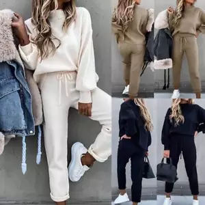 Womens Tracksuit Set Tops Pullover Pants Suit Casual Jogging Lounge Wear Size UK - Picture 1 of 18