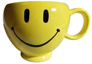 Smiley Large Mug Teleflora Yellow Coffee Mug Happy Face Smile Emoji Planter - Picture 1 of 6