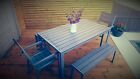 garden furniture quality Aluminium and polywood pastel grey 6 seater 4 benches